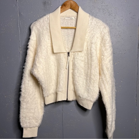 Anthropologie Brushed Sweater Cardigan Wool Blend Soft Ivory. Size Medium - Picture 3 of 15